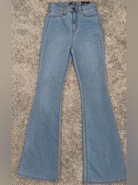Fashion Nova Light Blue High-Rise Flare Jeans